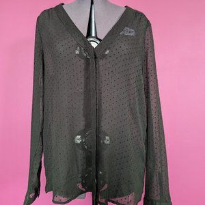 Vero Moda Sheer Polka Dot Blouse Large